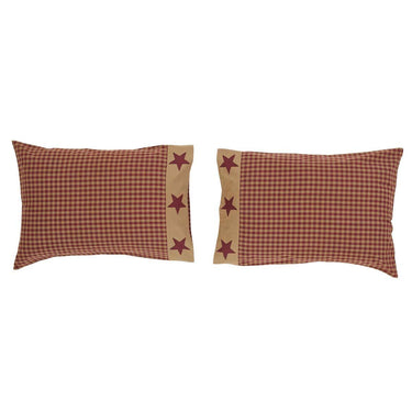 Ninepatch Star Standard Pillow Case w/Applique Border Set of 2 21x30 VHC Brands - The Fox Decor